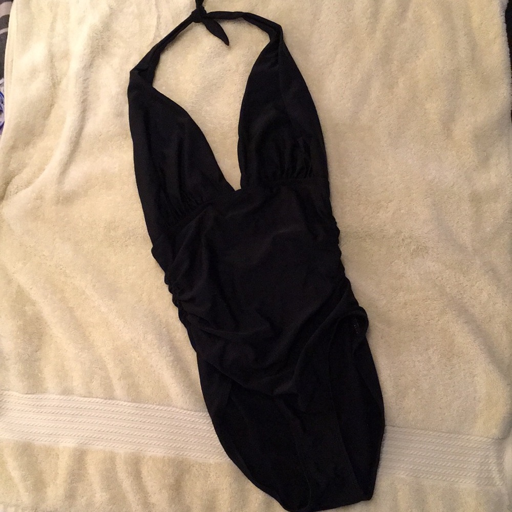 Plunging one piece swimsuit
